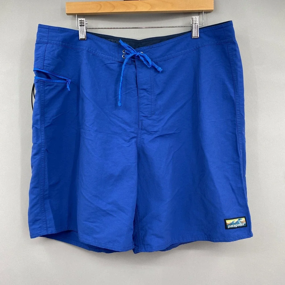 Patagonia Wavefarer Board Shorts Mens 38 Blue Recycled Nylon Swim Trunks Surf